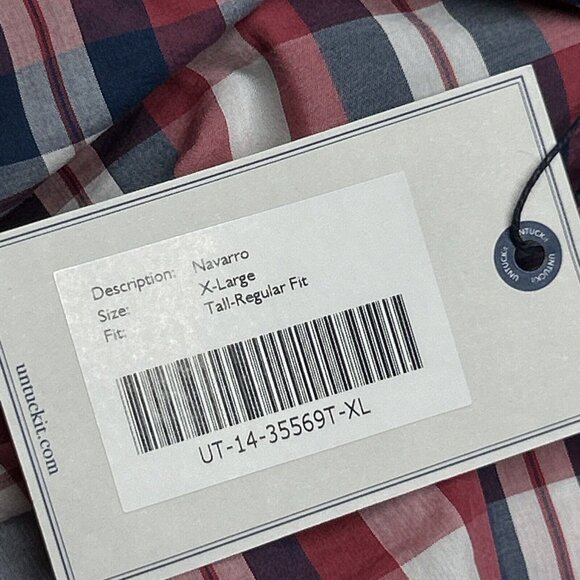 UNTUCKit Navarro Shirt Mens XLT Tall Red White Blue Button Up Long Sleeve New - Picture 10 of 11